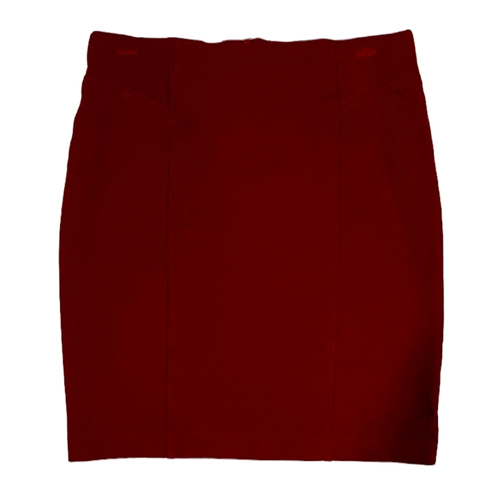 Maroon Stretch Pencil Skirt